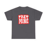 Be Mine Unisex Heavy Cotton Tee, Cute Couple Shirt, Valentine's Day Gift, Romantic Style, Heart Print Tee, Everyday Casual Wear