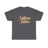 Caffeine Junkie Unisex Heavy Cotton Tee, Coffee Lover Shirt, Gift for Baristas, Comfortable Casual Wear, Daily Essentials
