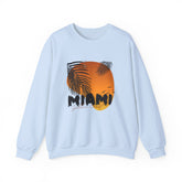 Miami Sunset Crewneck Sweatshirt, Beach Vibes Apparel, Unisex Casual Wear, Summer Fashion
