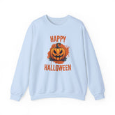 Halloween Pumpkin Crewneck Sweatshirt, Cozy Fall Sweater for Halloween, Unisex Sweatshirt, October Celebration Apparel