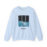 Japanese inspired Wave Art Unisex Crewneck Sweatshirt - Cozy Ocean Vibes, Perfect for Beach Lovers, Casual Wear, Summer Fashion