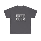 Game Over Unisex Heavy Cotton Tee, Retro Gamer Shirt, Video Game T-Shirt, Casual Gaming Apparel