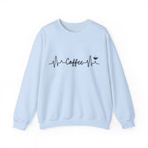 Coffee Heartbeat Crewneck Sweatshirt, Cozy Gift for Coffee Lovers, Unisex Pullover, Casual Wear, Perfect for Gifting