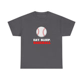 Eat Sleep Baseball Unisex Heavy Cotton Tee, Sports Fans, Gifts for Baseball Lovers, Casual Wear