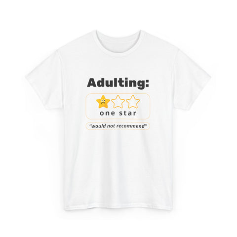 Funny Adulting Unisex Heavy Cotton Tee, Perfect Gift for Graduates, Birthdays, Casual Wear, Humor Shirt, Everyday Laughs