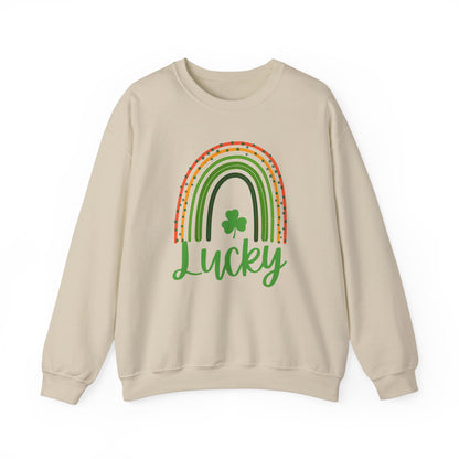 Lucky St Patrick's Day Crewneck Sweatshirt, Unisex Sweatshirt, Rainbow Sweatshirt, Green & White Sweatshirt, Holiday Gift