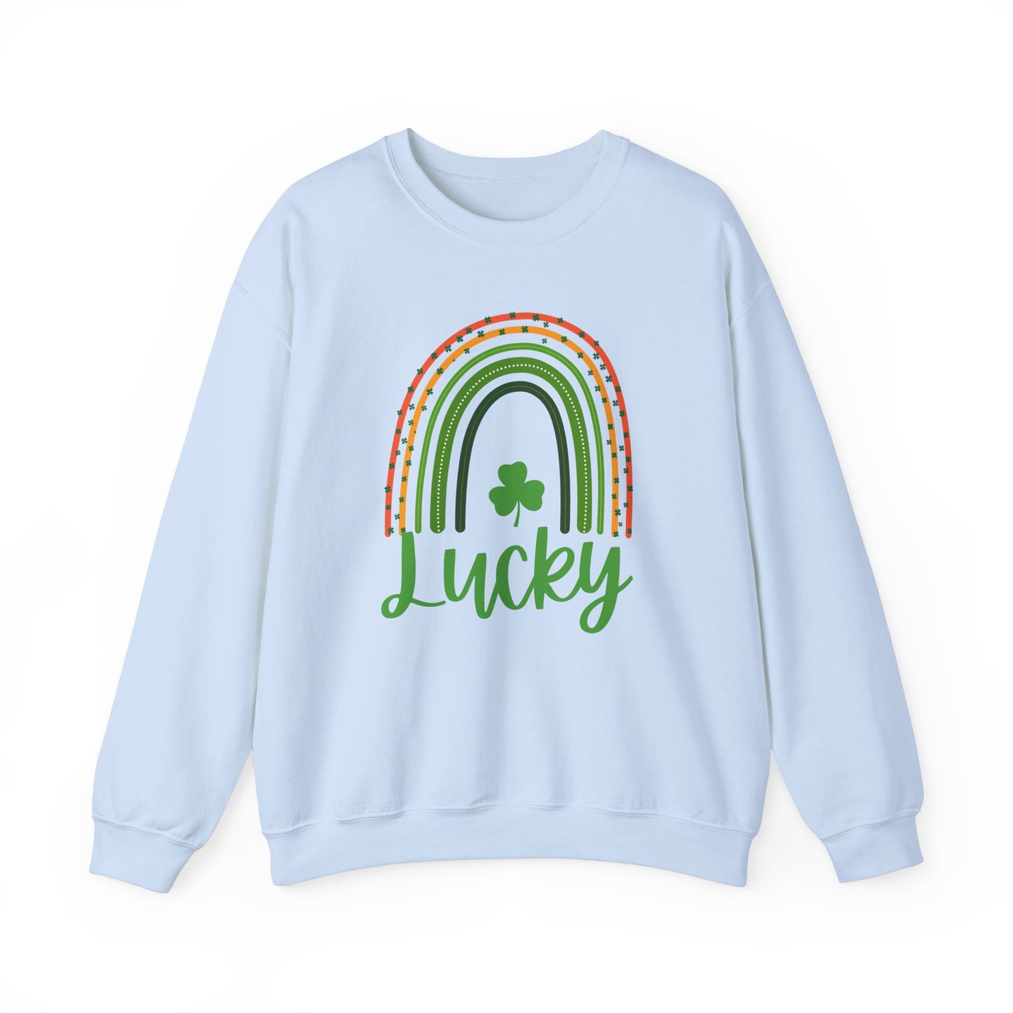 Lucky St Patrick's Day Crewneck Sweatshirt, Unisex Sweatshirt, Rainbow Sweatshirt, Green & White Sweatshirt, Holiday Gift