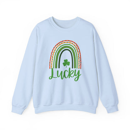 Lucky St Patrick's Day Crewneck Sweatshirt, Unisex Sweatshirt, Rainbow Sweatshirt, Green & White Sweatshirt, Holiday Gift