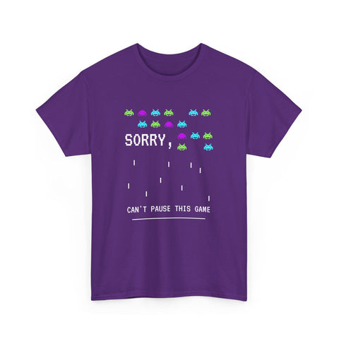 Retro Gamer Unisex Heavy Cotton Tee, Sorry Can't Pause This Game Shirt, Casual Wear T-Shirt, Fun Gaming Tee