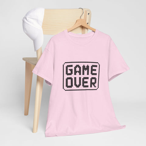 Game Over Unisex Heavy Cotton Tee, Retro Gamer Shirt, Video Game T-Shirt, Casual Gaming Apparel