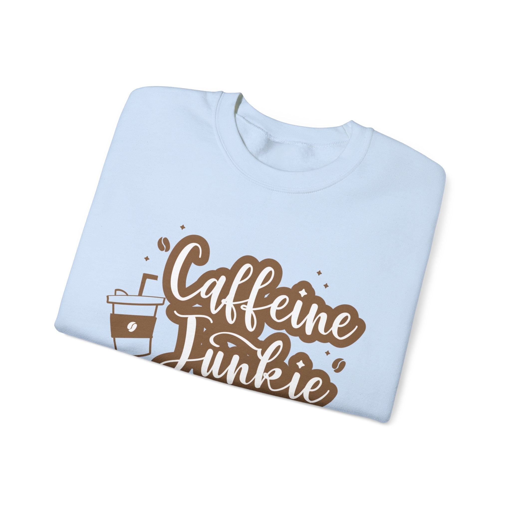 Caffeine Junkie Crewneck Sweatshirt | Cozy Gift for Coffee Lovers, Perfect for Fall, Everyday Wear, Casual Style, Gift for Her