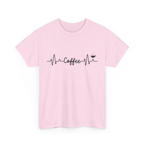 Coffee Heartbeat Unisex Tee, Ideal for Coffee Lovers, Birthday Gift, Casual Wear, Everyday Comfort, Coffee Tee Shirt, Coffee Lover Shirt,