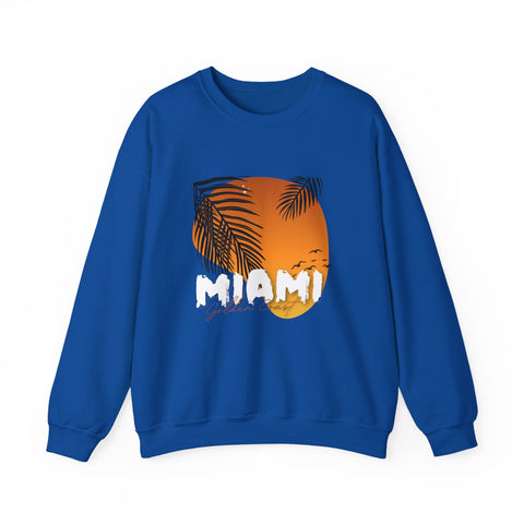 Miami Sunset Crewneck Sweatshirt, Beach Vibes Apparel, Unisex Casual Wear, Summer Fashion