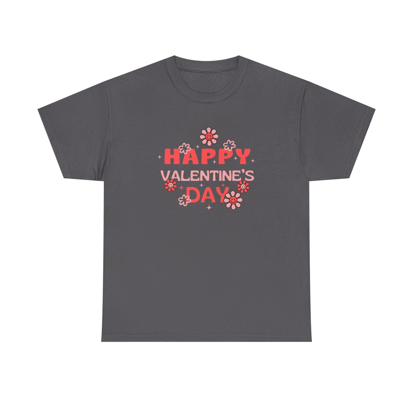 Happy Valentine's Day Unisex Heavy Cotton Tee, Romantic Gift, Casual Wear, Love T-Shirt, Seasonal Fashion, Self-Love Apparel