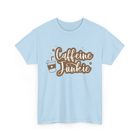 Caffeine Junkie Unisex Heavy Cotton Tee, Coffee Lover Shirt, Gift for Baristas, Comfortable Casual Wear, Daily Essentials