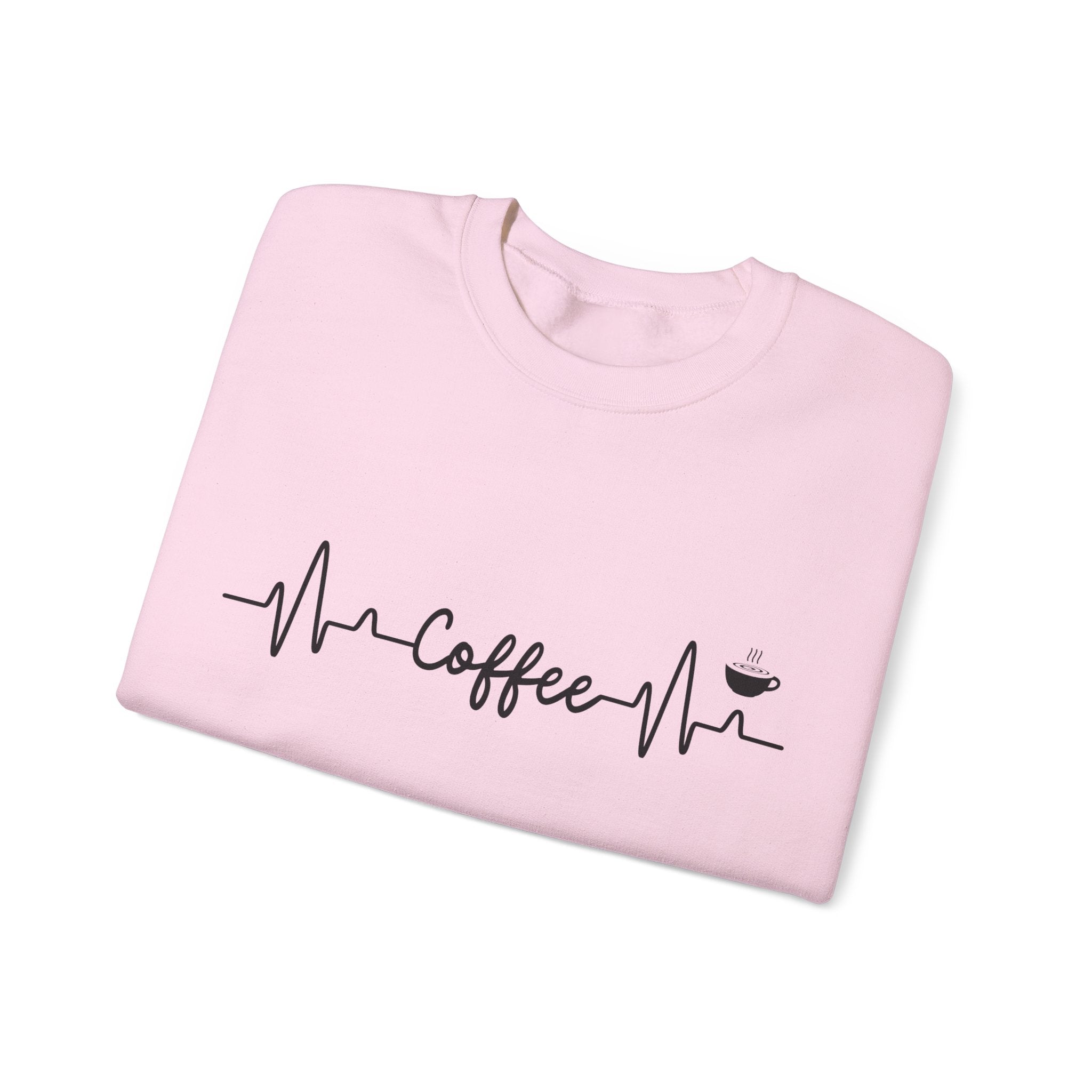 Coffee Heartbeat Crewneck Sweatshirt, Cozy Gift for Coffee Lovers, Unisex Pullover, Casual Wear, Perfect for Gifting