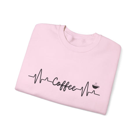 Coffee Heartbeat Crewneck Sweatshirt, Cozy Gift for Coffee Lovers, Unisex Pullover, Casual Wear, Perfect for Gifting