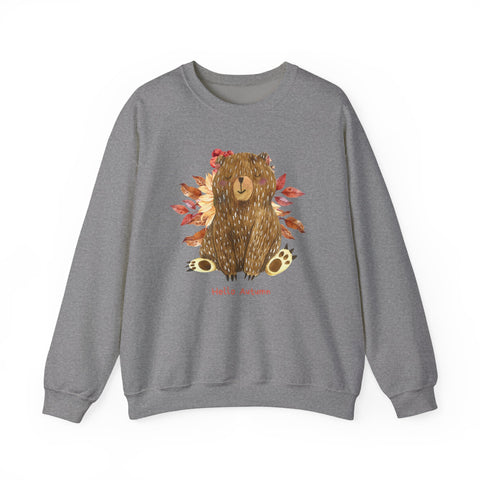 Cozy Bear Sweatshirt for Autumn, Unisex Crewneck with Fall Vibes, Ideal for Thanksgiving, Casual Wear
