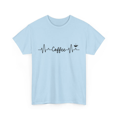 Coffee Heartbeat Unisex Tee, Ideal for Coffee Lovers, Birthday Gift, Casual Wear, Everyday Comfort, Coffee Tee Shirt, Coffee Lover Shirt,