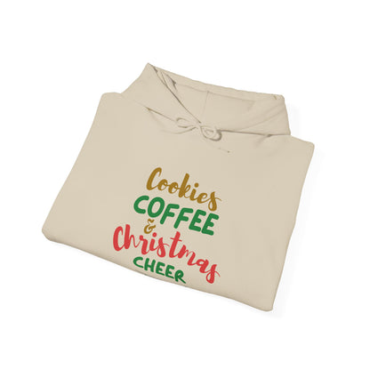 Cookies Coffee & Christmas Cheer Hoodie, Holiday Sweatshirt, Winter Apparel, Cozy Gift, Seasonal Wear, Festive Fashion