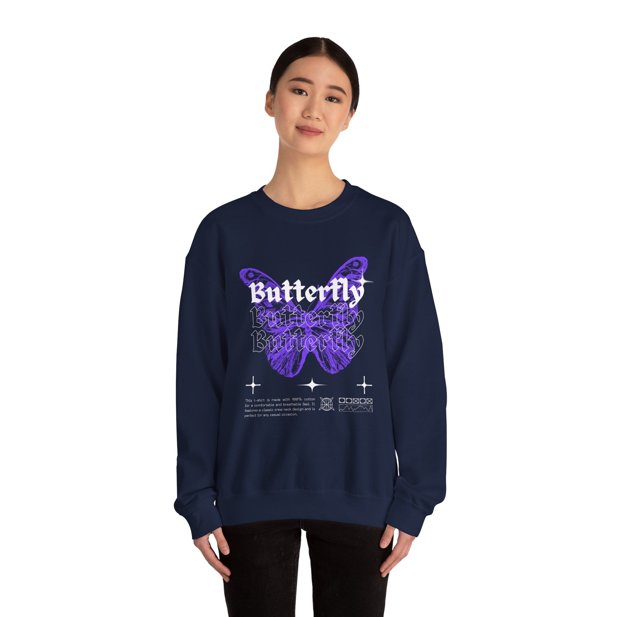 Butterfly Graphic Crewneck Sweatshirt, Unisex Sweatshirt, Cozy,Streetwear Fashion, Spring Wardrobe Essential, Butterfly Lover's Gift