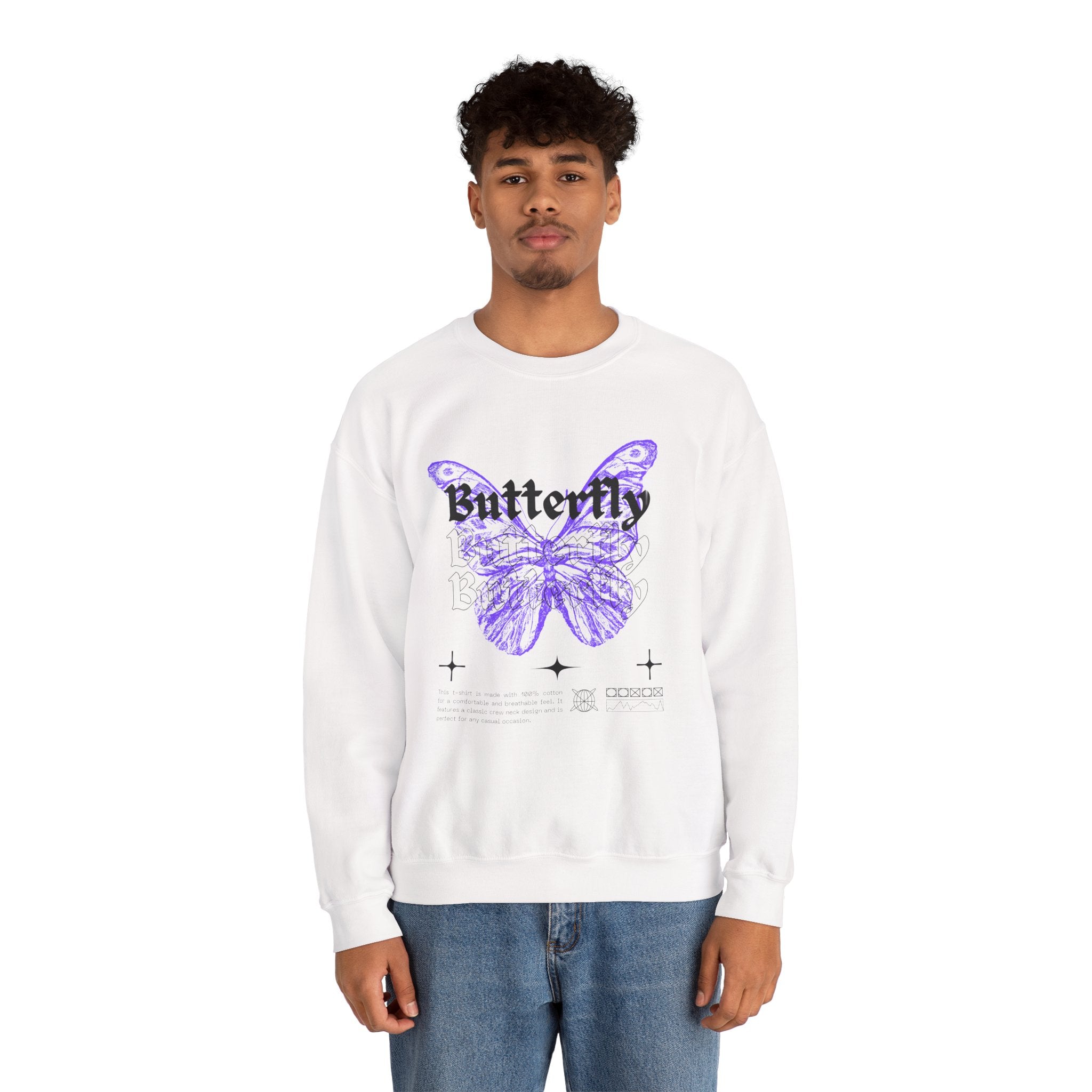 Butterfly Graphic Crewneck Sweatshirt, Unisex Sweatshirt, Cozy,Streetwear Fashion, Spring Wardrobe Essential, Butterfly Lover's Gift