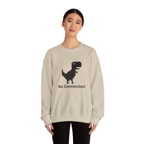 Funny Dinosaur No Connection Sweatshirt, Unisex Crewneck, Gamers Gift, Perfect for Tech Lovers and Online Students, Birthday Gift, Everyday