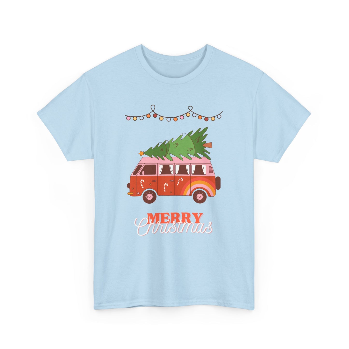 Merry Christmas Unisex Heavy Cotton Tee, Retro Holiday Shirt, Christmas Gift, Cute Tee, Festive Apparel, Winter Outfit