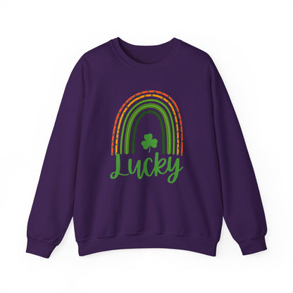 Lucky St Patrick's Day Crewneck Sweatshirt, Unisex Sweatshirt, Rainbow Sweatshirt, Green & White Sweatshirt, Holiday Gift