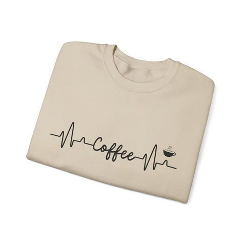 Coffee Heartbeat Crewneck Sweatshirt, Cozy Gift for Coffee Lovers, Unisex Pullover, Casual Wear, Perfect for Gifting