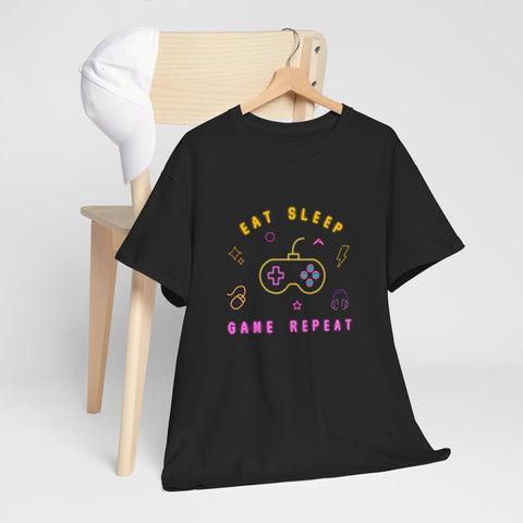 Gamer Vibes Unisex Tee - Eat Sleep Game Repeat, Video Game Shirt, Casual Wear, Gift for Gamers, Gaming Merchandise