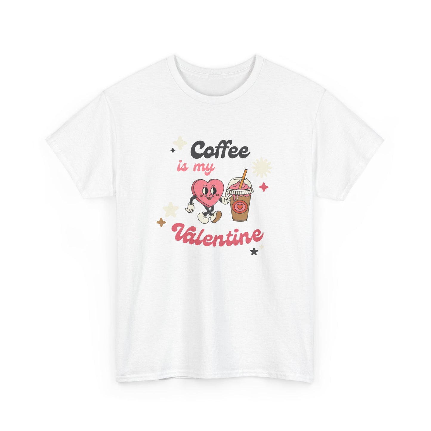 Coffee is My Valentine Unisex Heavy Cotton Tee, Cute Coffee Lover's Shirt, Valentine's Day Gift, Casual Lounge Wear, Fun T-Shirt