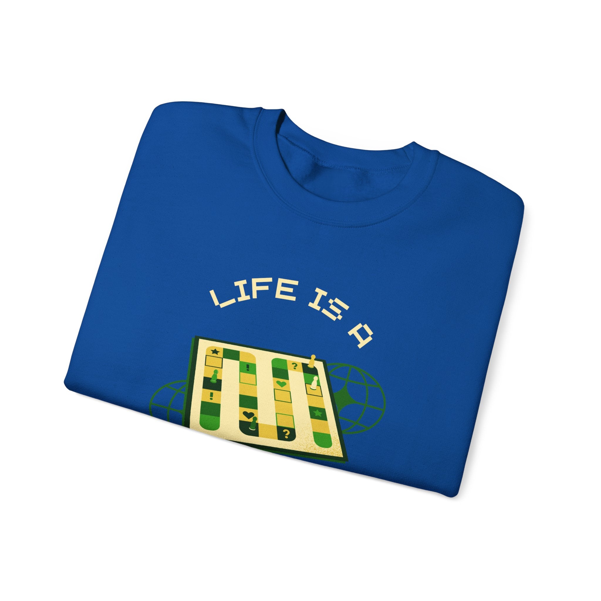 Game Board Life Is a Game Crewneck Sweatshirt, Casual Fun Gaming Sweatshirt