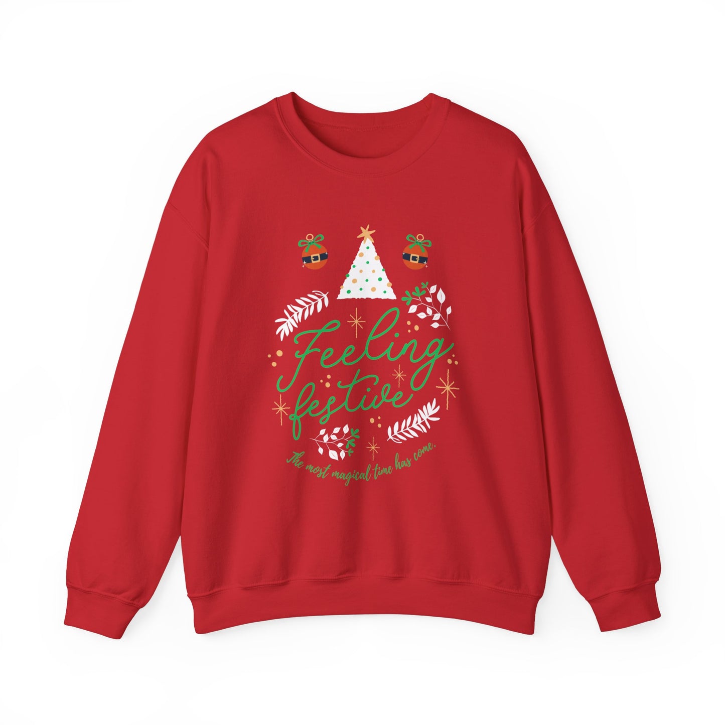 Feeling Festive Sweatshirt, Cozy Winter Apparel, Holiday Gift, Unisex Crewneck, Christmas Sweatshirt, Family Gathering Outfit