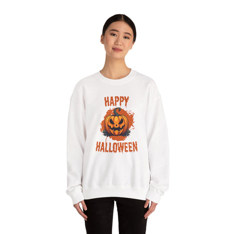Halloween Pumpkin Crewneck Sweatshirt, Cozy Fall Sweater for Halloween, Unisex Sweatshirt, October Celebration Apparel