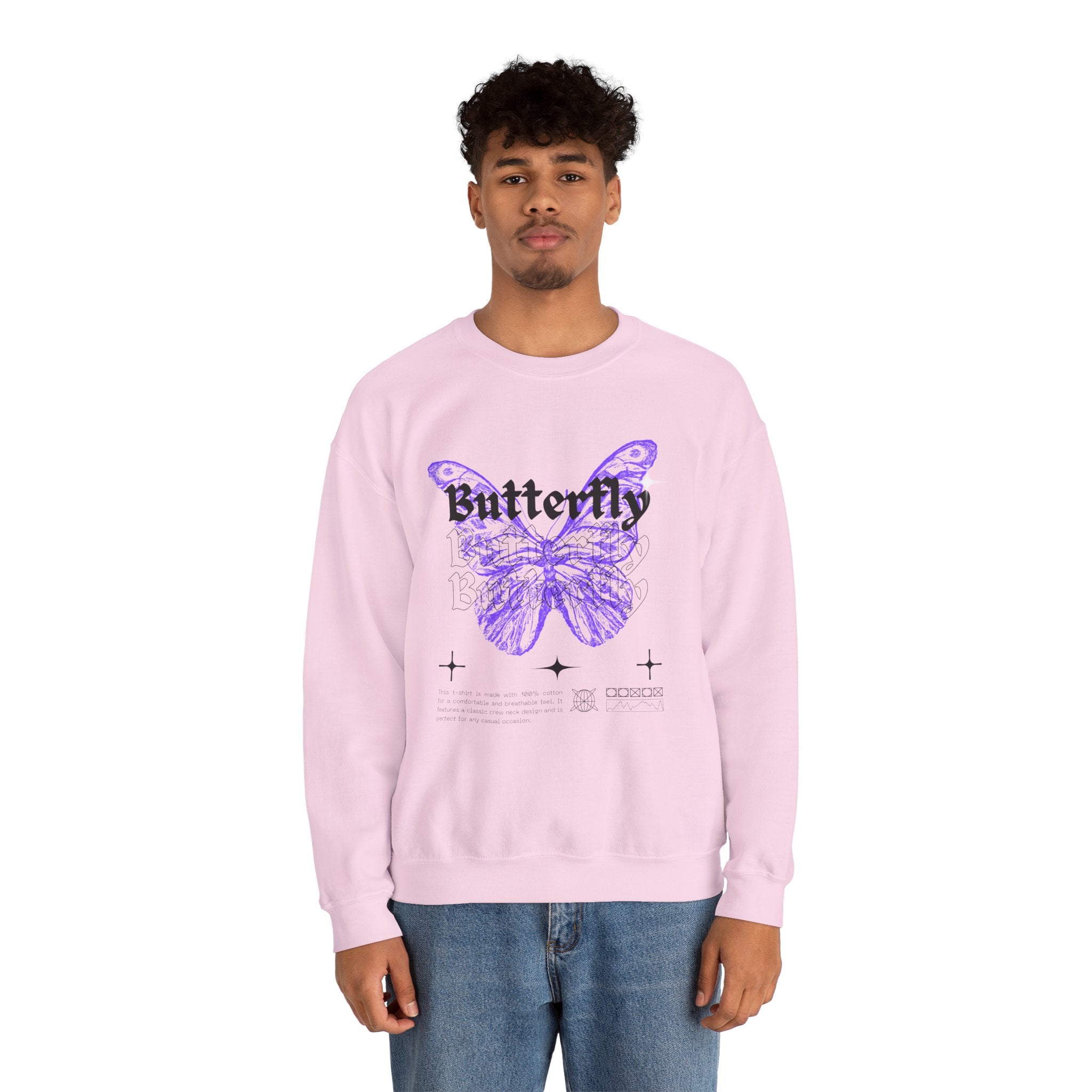 Butterfly Graphic Crewneck Sweatshirt, Unisex Sweatshirt, Cozy,Streetwear Fashion, Spring Wardrobe Essential, Butterfly Lover's Gift