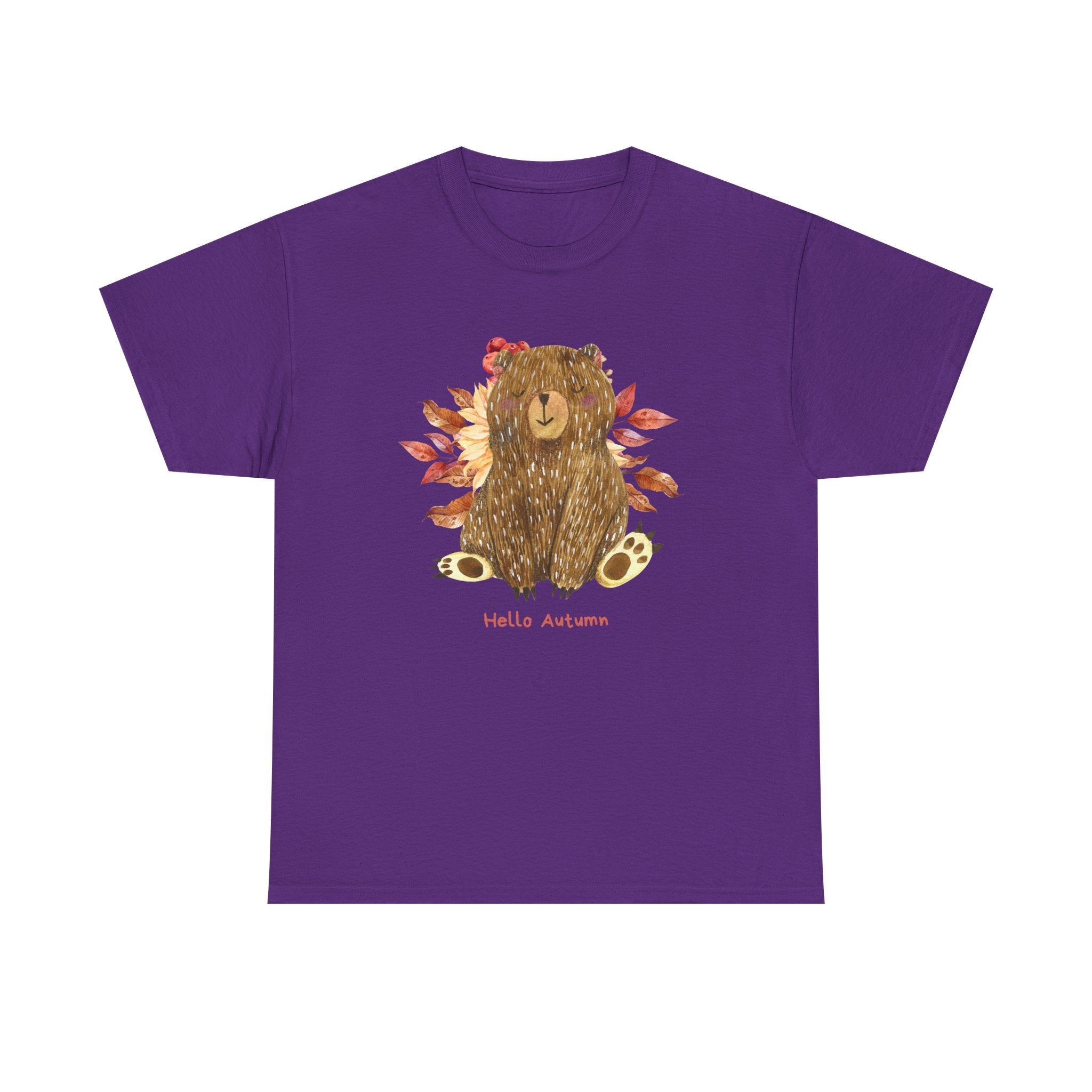 Cozy Autumn Bear Tee, Perfect for Fall Celebrations, Casual Wear, Unisex Cotton T-Shirt, Cute Autumn Apparel