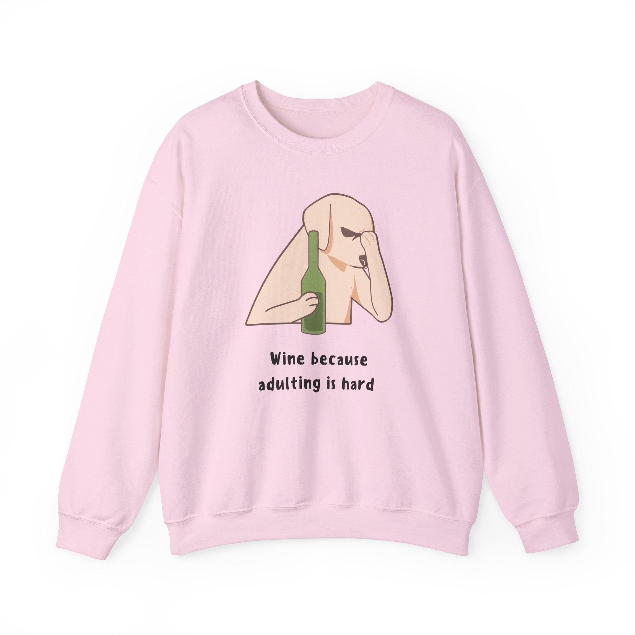 Funny Dog Sweatshirt - "Wine because adulting is hard" - Gift for Dog Lovers, Humorous Apparel, Cozy Unisex Sweatshirt