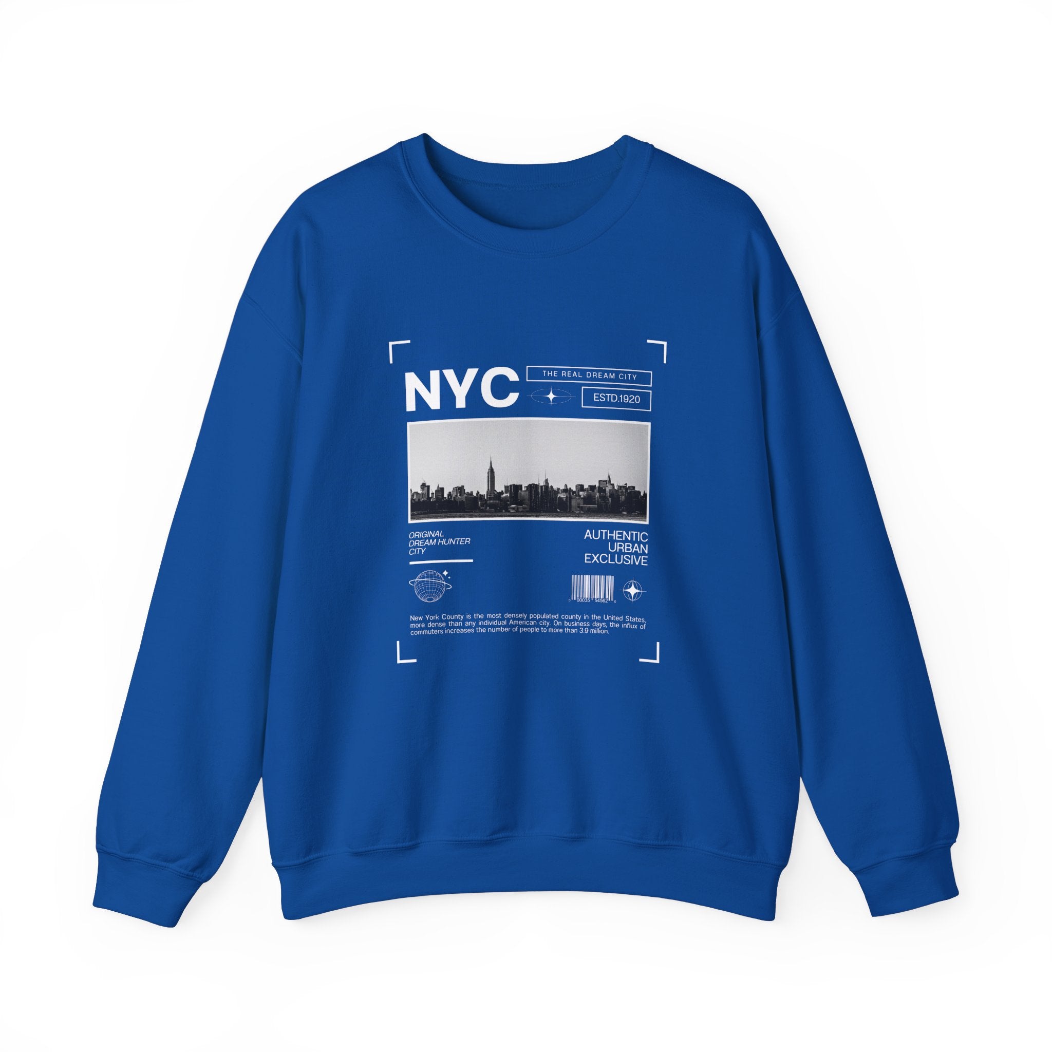 NYC Graphic Crewneck Sweatshirt - Urban Streetwear Pullover, Gift for Travelers, Unisex Sweatshirt