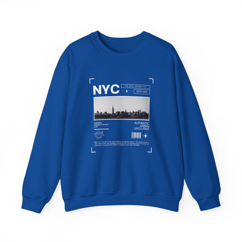 NYC Graphic Crewneck Sweatshirt - Urban Streetwear Pullover, Gift for Travelers, Unisex Sweatshirt