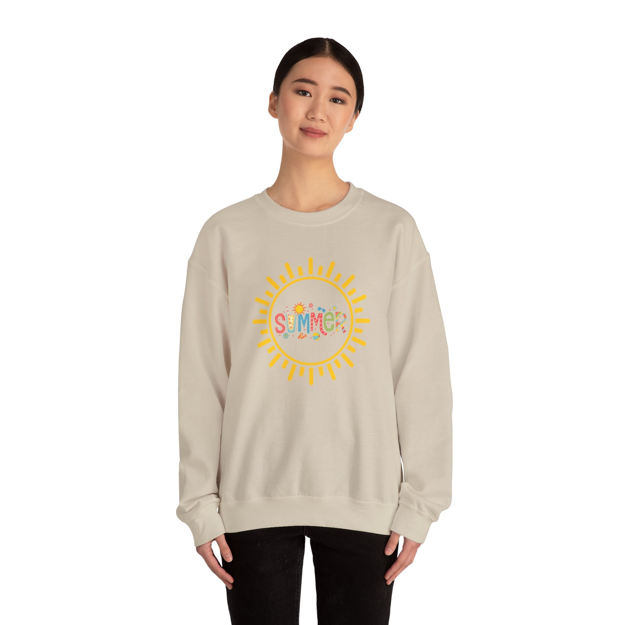 Cheerful Summer Sun Sweatshirt, Cozy Crewneck, Unisex Pullover, Vacation Wear