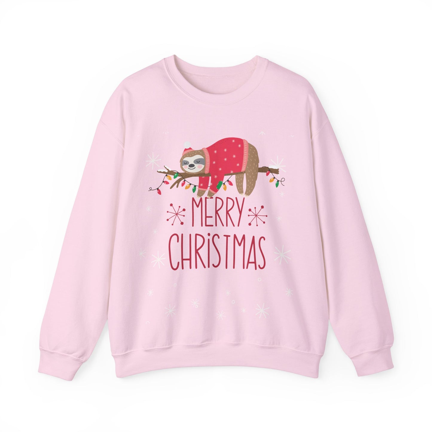 Merry Christmas Sloth Crewneck Sweatshirt | Cozy Holiday Gift, Unisex Sweater, Snug Winter Wear, Cute Animal Apparel, Festive Pullover