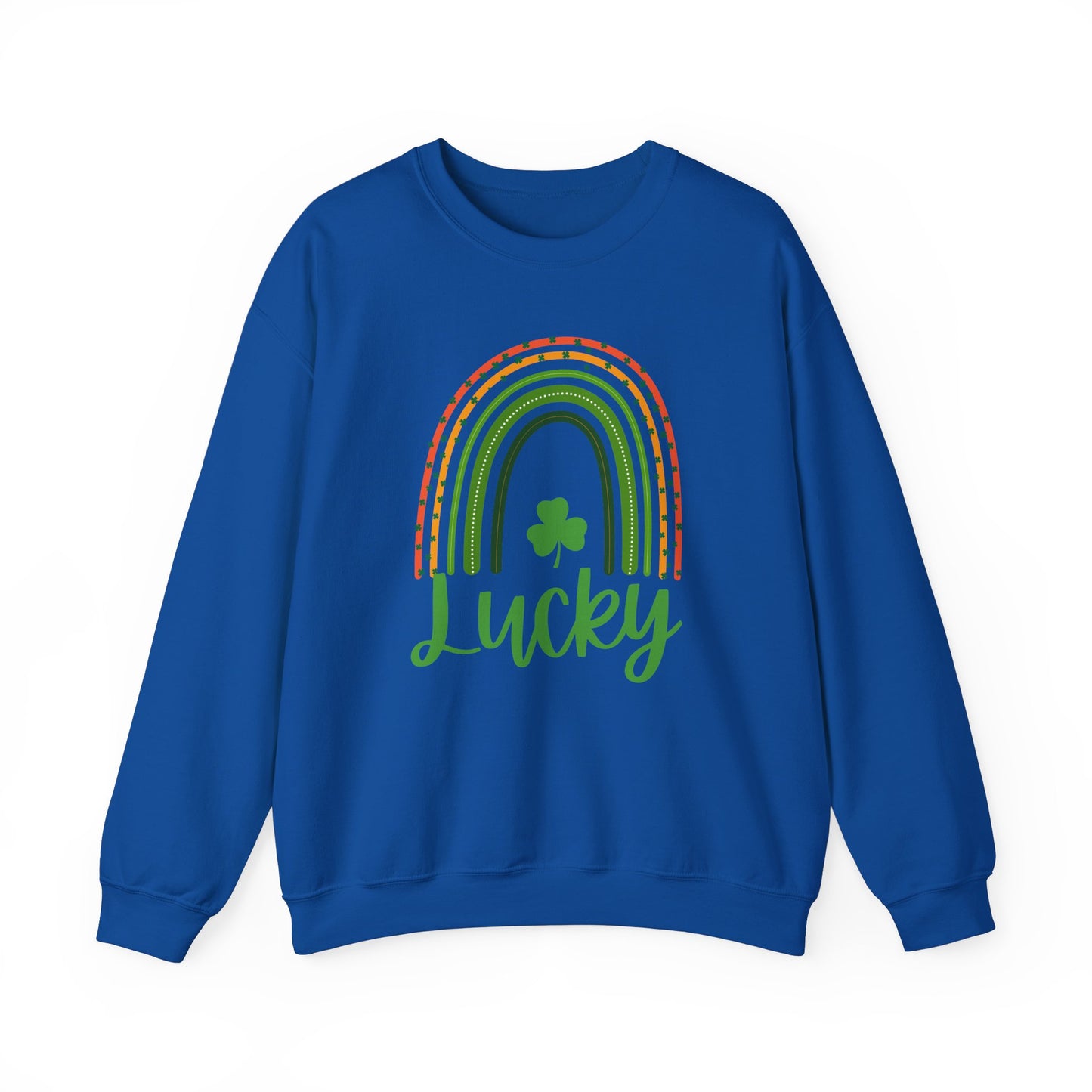 Lucky St Patrick's Day Crewneck Sweatshirt, Unisex Sweatshirt, Rainbow Sweatshirt, Green & White Sweatshirt, Holiday Gift