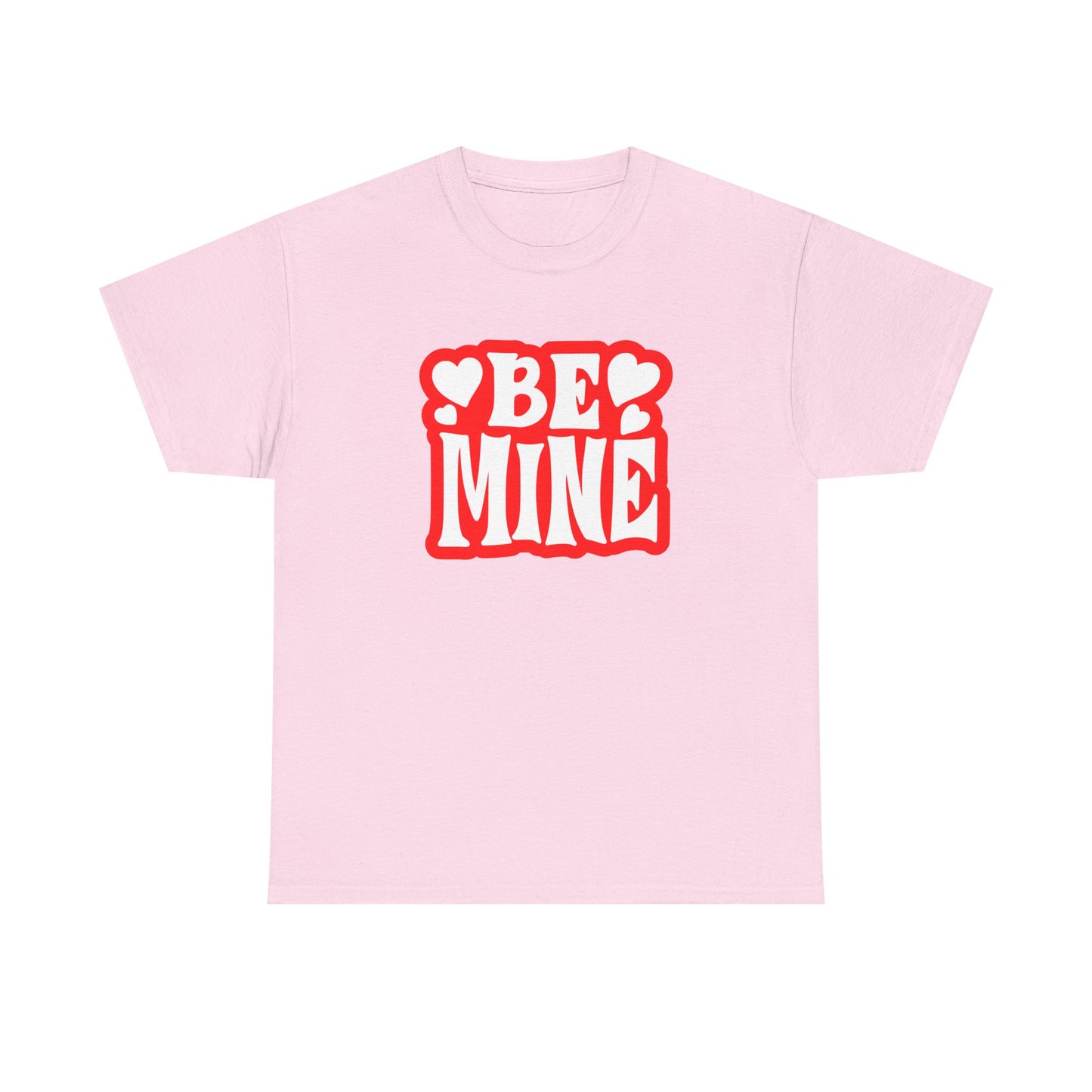 Be Mine Unisex Heavy Cotton Tee, Cute Couple Shirt, Valentine's Day Gift, Romantic Style, Heart Print Tee, Everyday Casual Wear