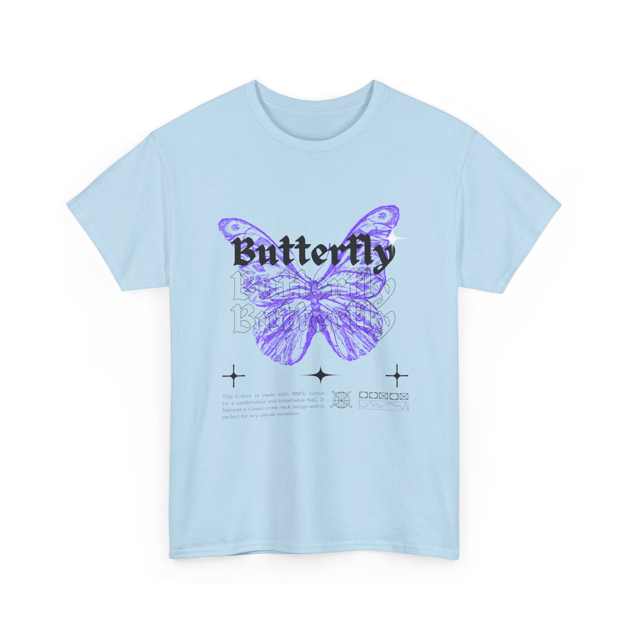 Butterfly Graphic Tee - Unisex Heavy Cotton T-Shirt, Nature Lover Gift, Casual Streetwear, Trendy Outfit, Spring Fashion