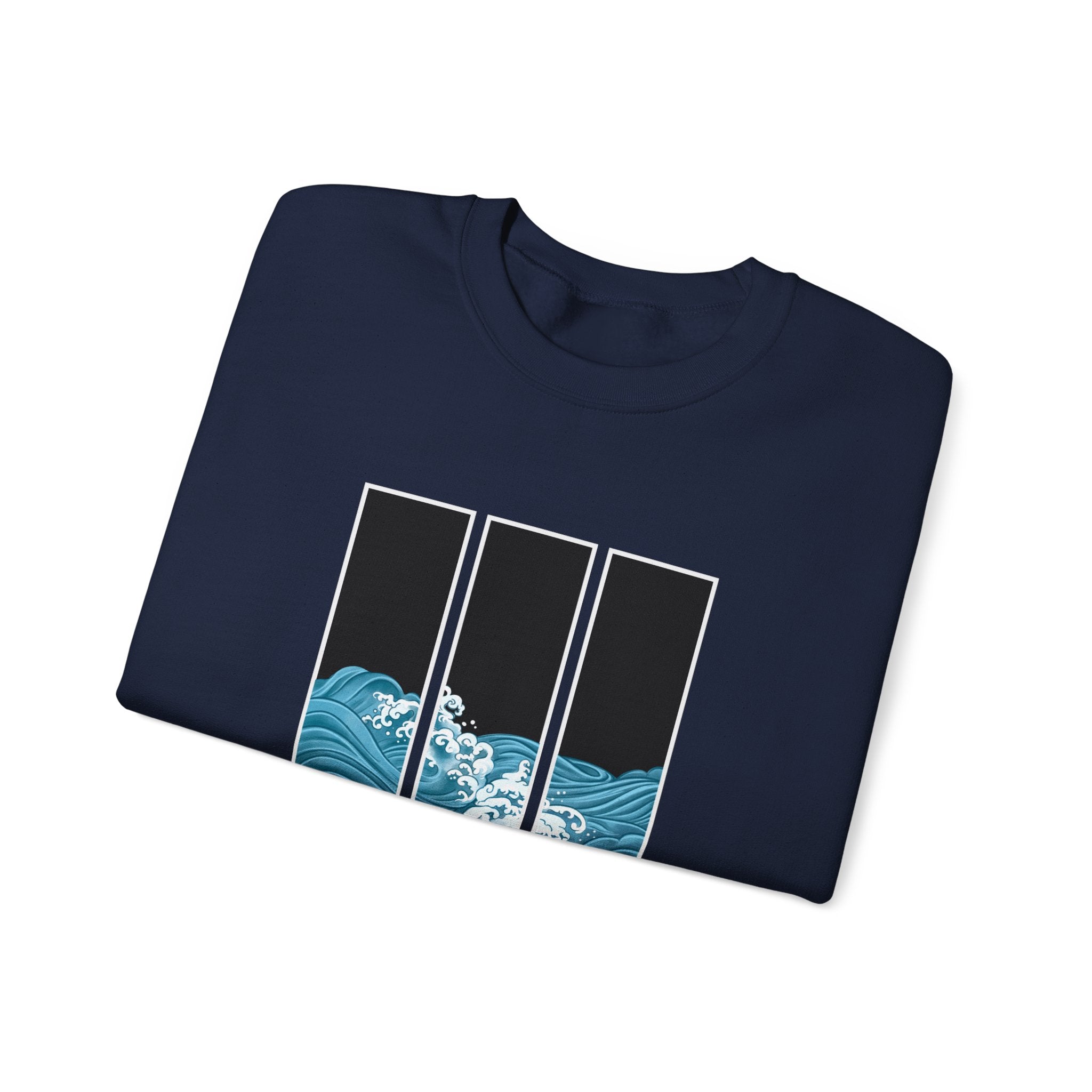 Japanese inspired Wave Art Unisex Crewneck Sweatshirt - Cozy Ocean Vibes, Perfect for Beach Lovers, Casual Wear, Summer Fashion
