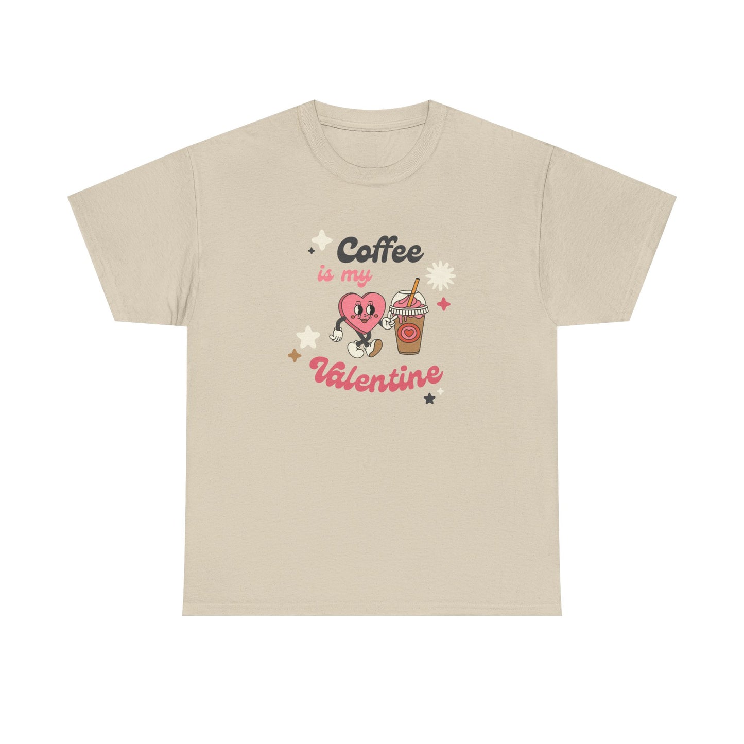 Coffee is My Valentine Unisex Heavy Cotton Tee, Cute Coffee Lover's Shirt, Valentine's Day Gift, Casual Lounge Wear, Fun T-Shirt