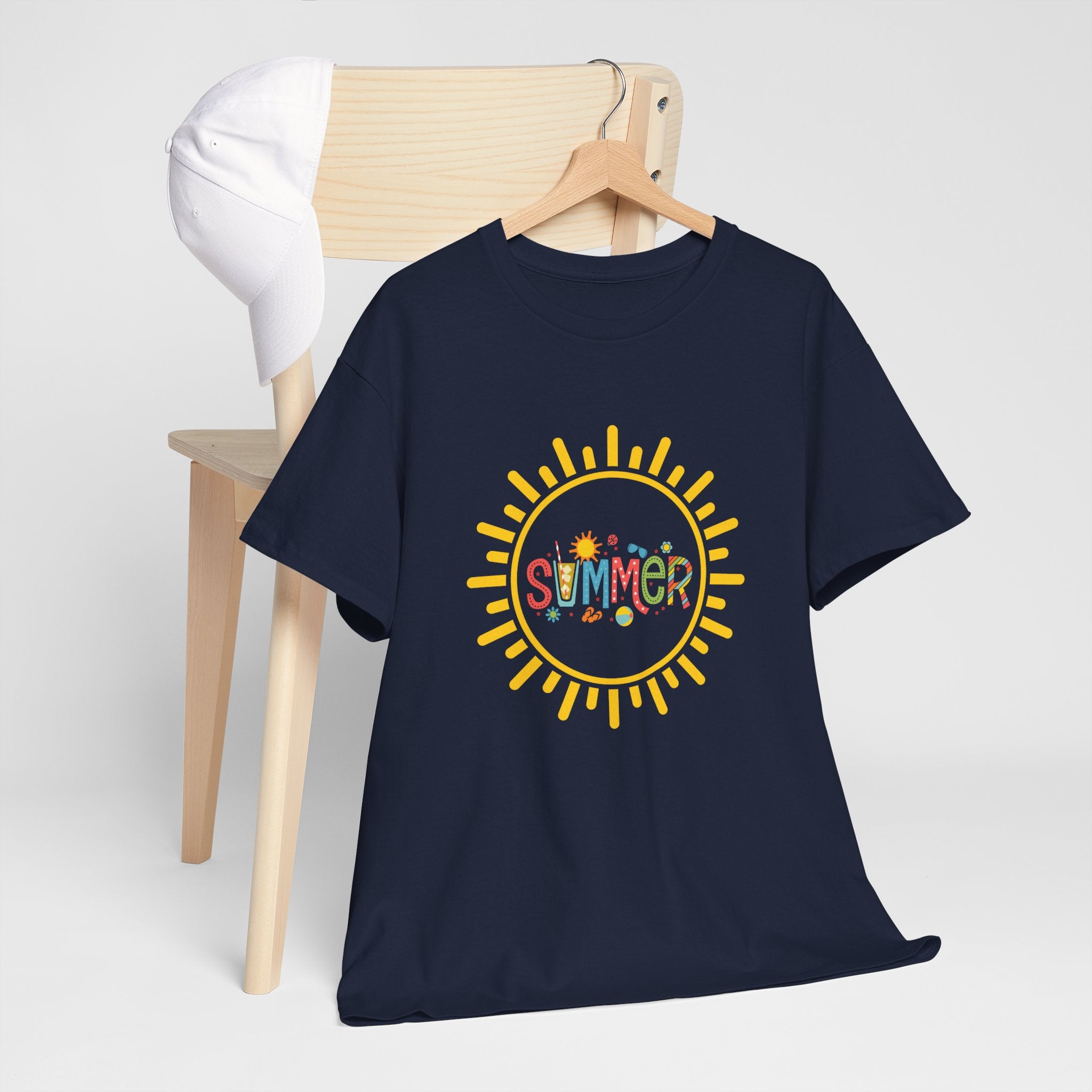 Summer Vibes Unisex Heavy Cotton Tee, Casual Summer Shirt, Retro Sunshine Tee
