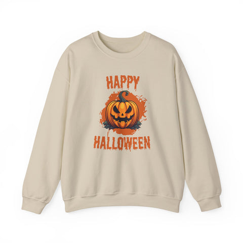 Halloween Pumpkin Crewneck Sweatshirt, Cozy Fall Sweater for Halloween, Unisex Sweatshirt, October Celebration Apparel
