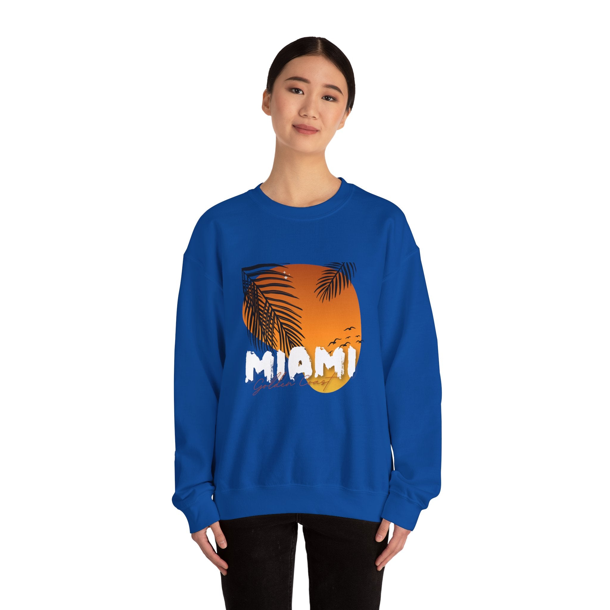 Miami Sunset Crewneck Sweatshirt, Beach Vibes Apparel, Unisex Casual Wear, Summer Fashion